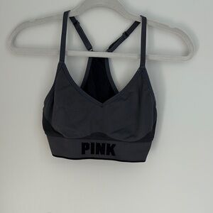 PINK Victoria's Secret Gray Sports Bra Racerback